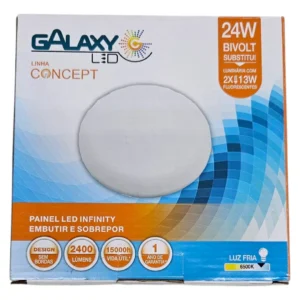 Painel Led Embutir Redondo 24w Galaxy 6500k 127/220v Branco